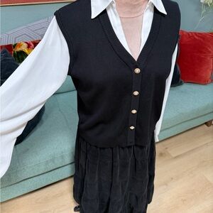 Vintage Black and White Sweater Vest